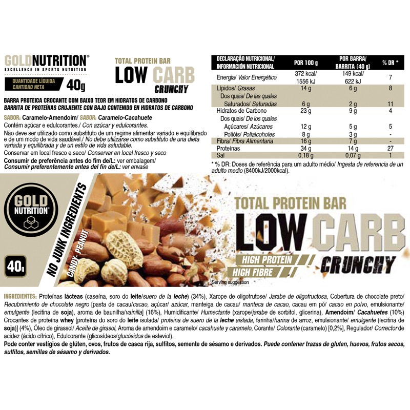Gold Nutrition Total Protein Bar Low Carb Crunch 40g